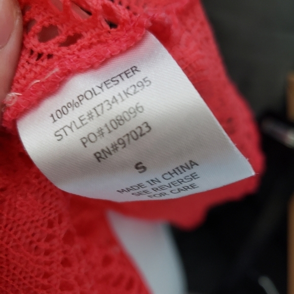 Miken Swim Women's Small Coral Pink Cold Shoulder Lace Swim Cover Up Beach Lake - Picture 6 of 8